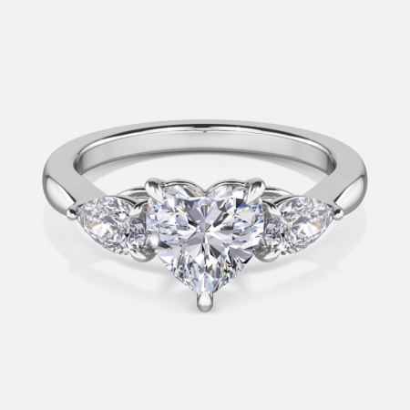 Olina Heart Three Stone Lab Created Diamond Engagement Ring