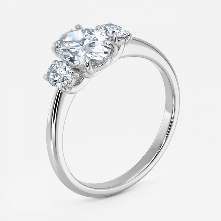 Kylie Oval Three Stone Lab Grown Diamond Engagement Ring