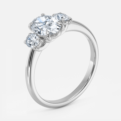 Kylie Oval Three Stone Lab Grown Diamond Engagement Ring