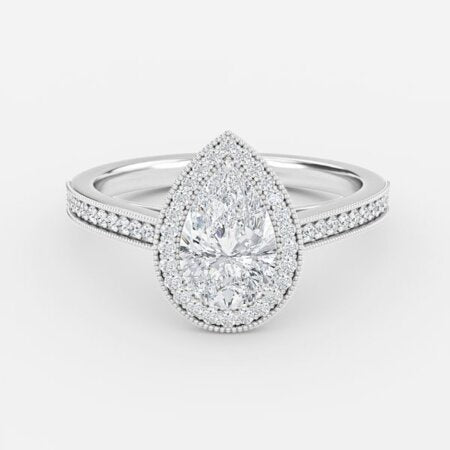 Elswin Pear Halo Lab Grown Diamond Engagement Ring