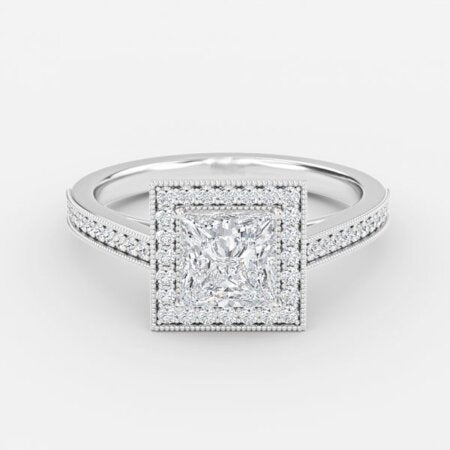 Elswin Princess Halo Lab Grown Diamond Engagement Ring