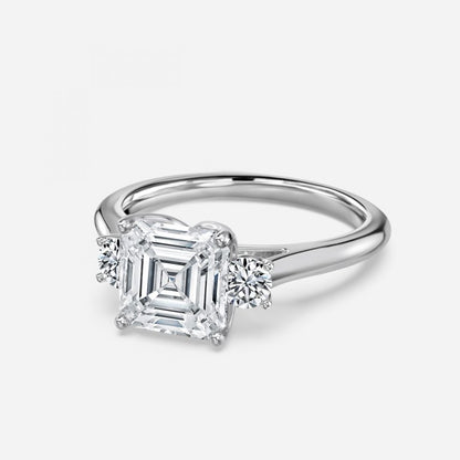 Olivia Asscher Three Stone Lab Grown Diamond Engagement Ring