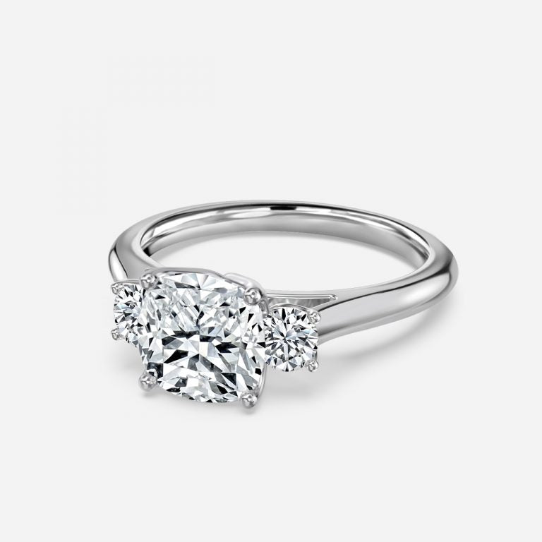 Olivia Cushion Three Stone Lab Grown Diamond Engagement Ring