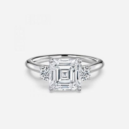 Olivia Asscher Three Stone Lab Grown Diamond Engagement Ring