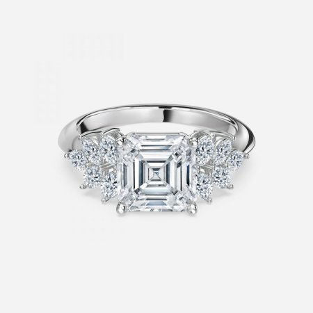 Avian Asscher Three Stone Engagement Ring