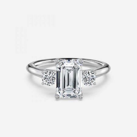 Olivia Emerald Three Stone Lab Grown Diamond Engagement Ring