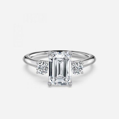 Olivia Emerald Three Stone Lab Grown Diamond Engagement Ring