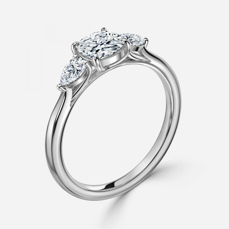 Nita Cushion Three Stone Lab Grown Diamond Engagement Ring