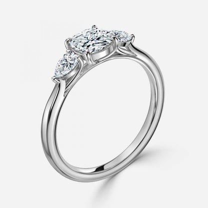 Nita Cushion Three Stone Lab Grown Diamond Engagement Ring