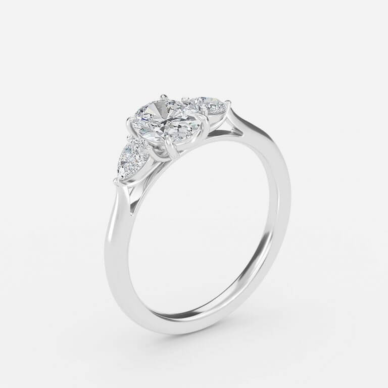 Nita Oval Three Stone Lab Grown Diamond Engagement Ring