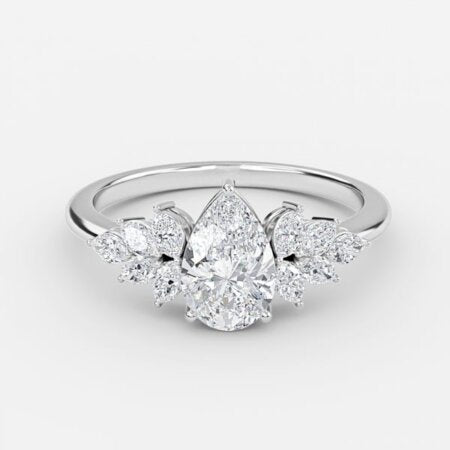 Avian Pear Three Stone Lab Grown Diamond Engagement Ring