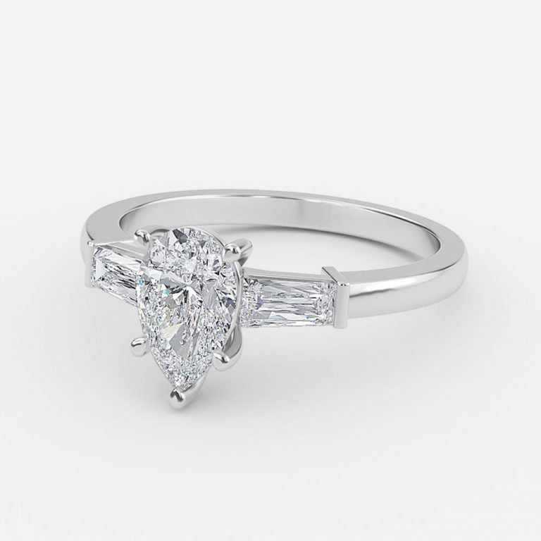 Lily Of The Valley Pear Three Stone Lab Grown Diamond Engagement Ring