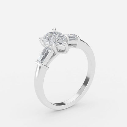 Lily Of The Valley Pear Three Stone Lab Grown Diamond Engagement Ring