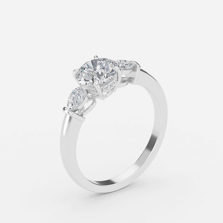 Melanie Round Lab Grown Diamond Three Stone Engagement Ring