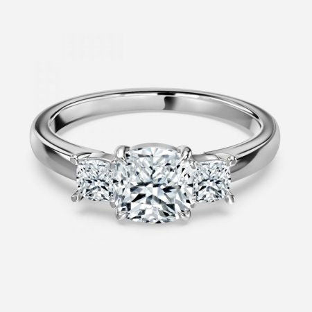 Misty Cushion Three Stone Engagement Ring