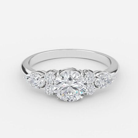 Avery Round Lab Created Diamond Three Stone Engagement Ring