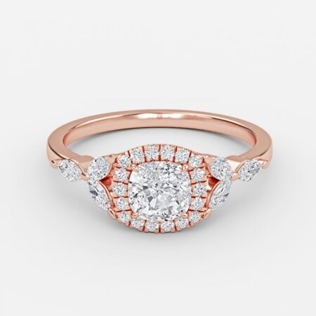 Francis Cushion Halo Lab Created Diamond Engagement Ring