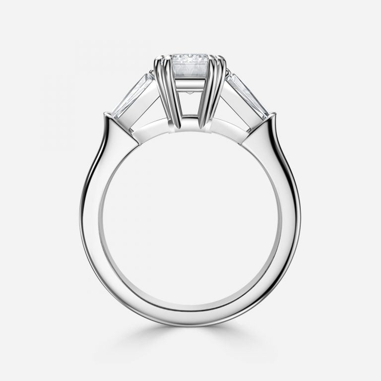 Ava Emerald Three Stone Lab Grown Diamond Engagement Ring