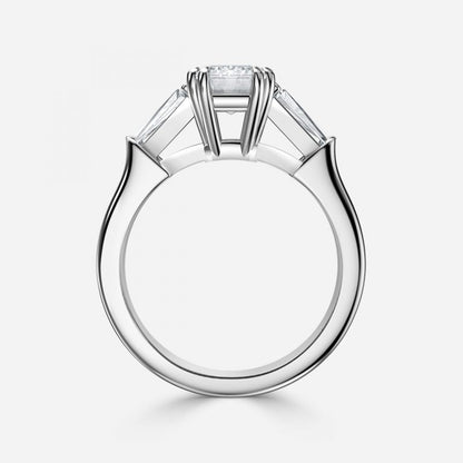 Ava Emerald Three Stone Lab Grown Diamond Engagement Ring