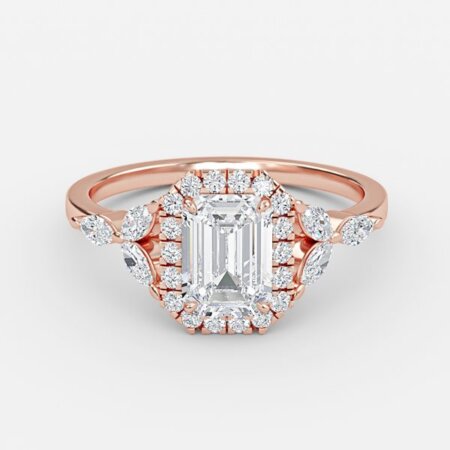 Francis Emerald Halo Lab Grown Diamond Engagement Ring