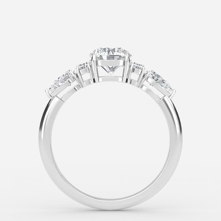 Avery Round Lab Created Diamond Three Stone Engagement Ring