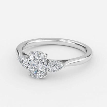 Nita Oval Three Stone Lab Grown Diamond Engagement Ring