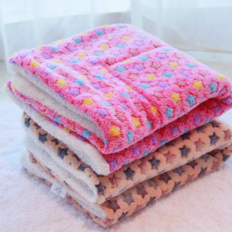 Cozy Coral Fleece Pet Blanket — Cute Prints, Sherpa-Soft