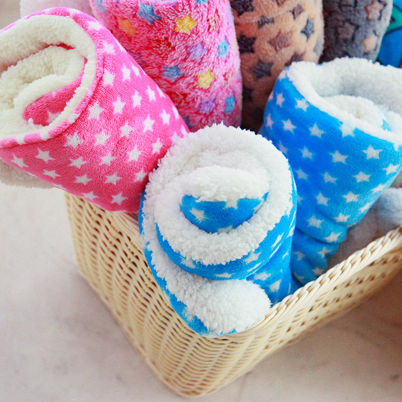 Cozy Coral Fleece Pet Blanket — Cute Prints, Sherpa-Soft