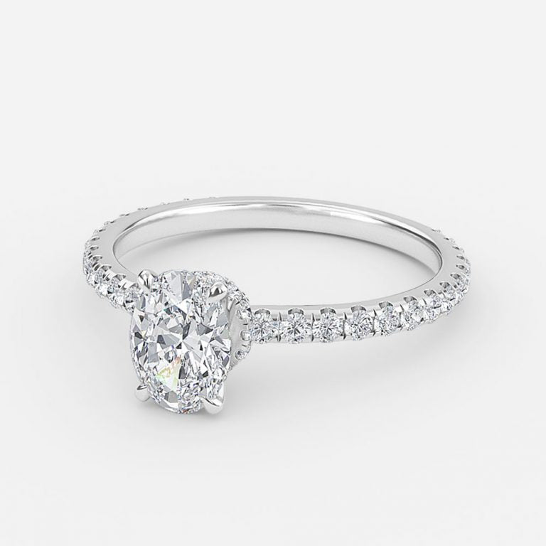 Nhẫn đính hôn kim cương nhân tạo Hidden Halo Ambrosia Oval