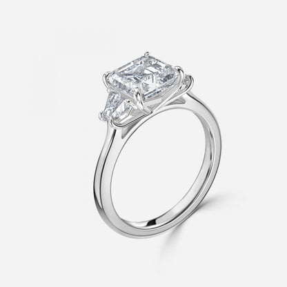 Ilene Asscher Lab Created Diamond Three Stone Engagement Ring