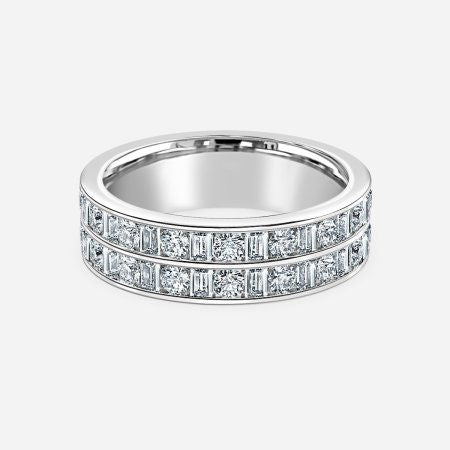 Round And Emerald Diamond Wedding Ring