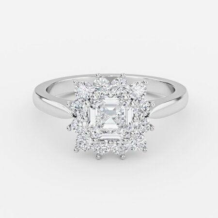 Rohini Asscher Cluster Lab Grown Diamond Engagement Ring