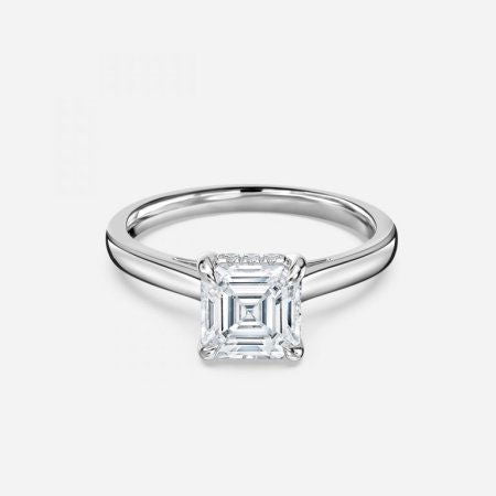 Hazal Asscher Hidden Halo Lab Grown Diamond Engagement Ring