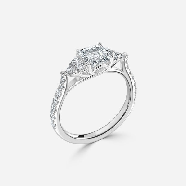 Elizabeth Asscher Three Stone Lab Created Diamond Engagement Ring