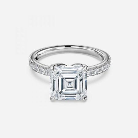 Moonlight Asscher Diamond Band Engagement Ring