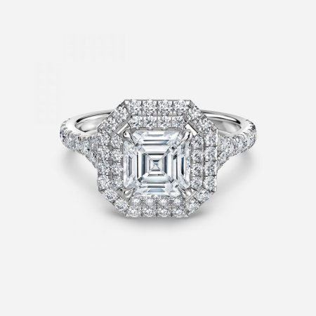 Aalia Asscher Halo Lab Grown Diamond Engagement Ring