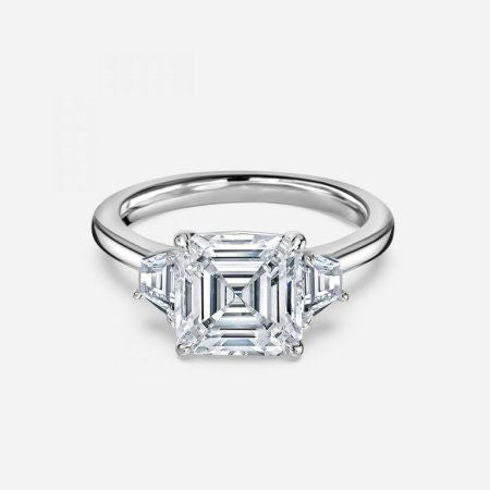 Ilene Asscher Lab Created Diamond Three Stone Engagement Ring