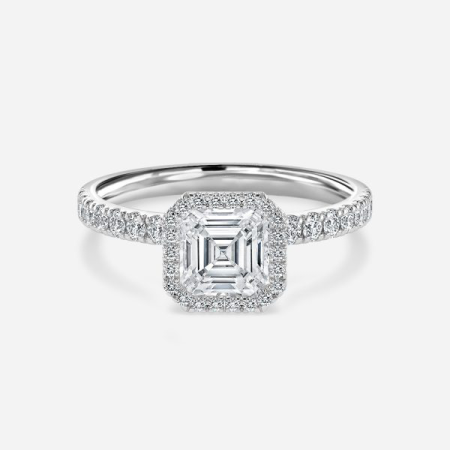 Nefta Asscher Halo Lab Grown Diamond Engagement Ring