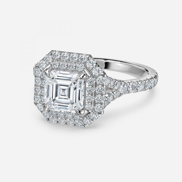 Aalia Asscher Halo Lab Grown Diamond Engagement Ring