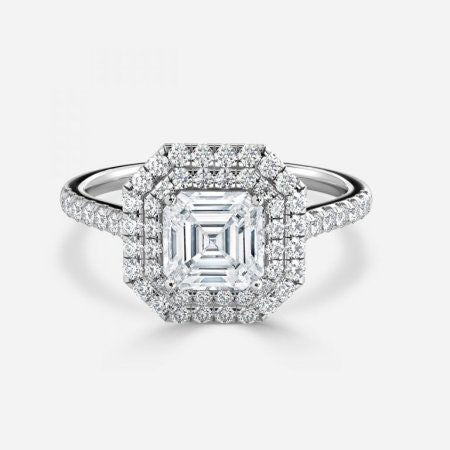 Laila Asscher Halo Lab Created Diamond Engagement Ring