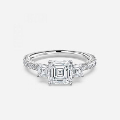 Diana Asscher Three Stone Lab Created Diamond Engagement Ring