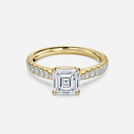 Aradia Asscher Lab Diamond Band Engagement Ring