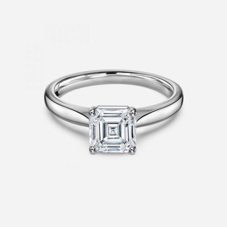 Lotus Plain Asscher Solitaire Lab Grown Diamond Engagement Ring