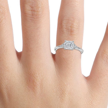 Anastasia Asscher Three Stone Lab Created Diamond Engagement Ring
