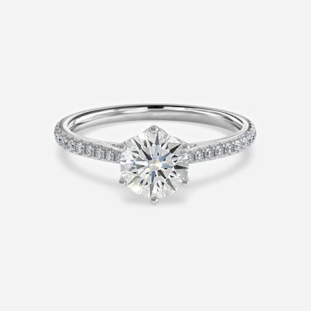 Rellion Round Lab Grown Diamond Side Stone Engagement Ring