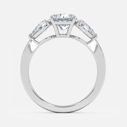 Olina Round Lab Grown Diamond Three Stone Engagement Ring