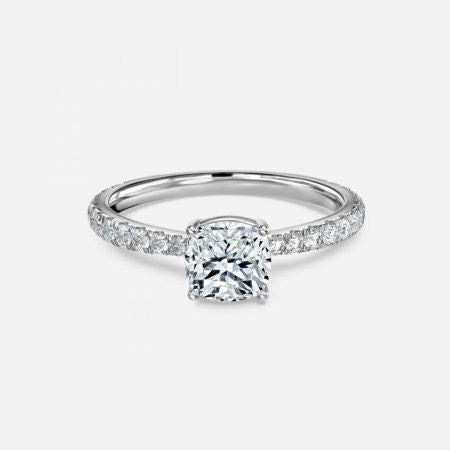 Crown Cushion Diamond Band Engagement Ring