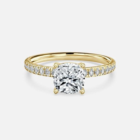 Luz De La Luna Cushion Diamond Band Engagement Ring