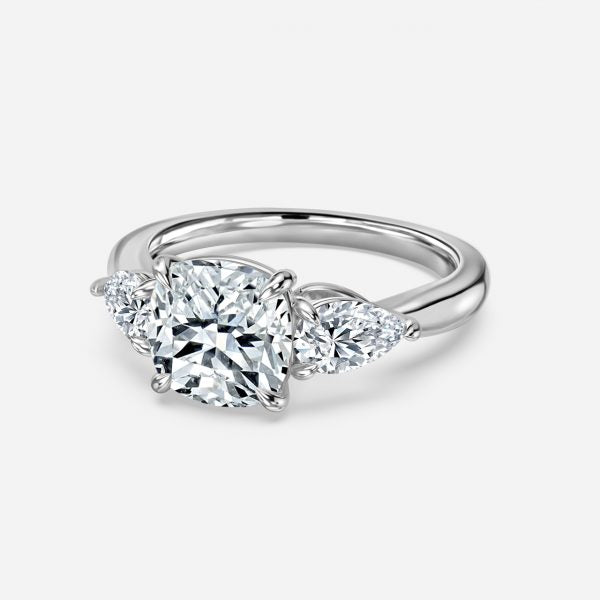 Olina Cushion Three Stone Engagement Ring