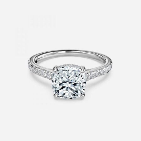 Versailles Cushion Hidden Halo Lab Grown Diamond Engagement Ring